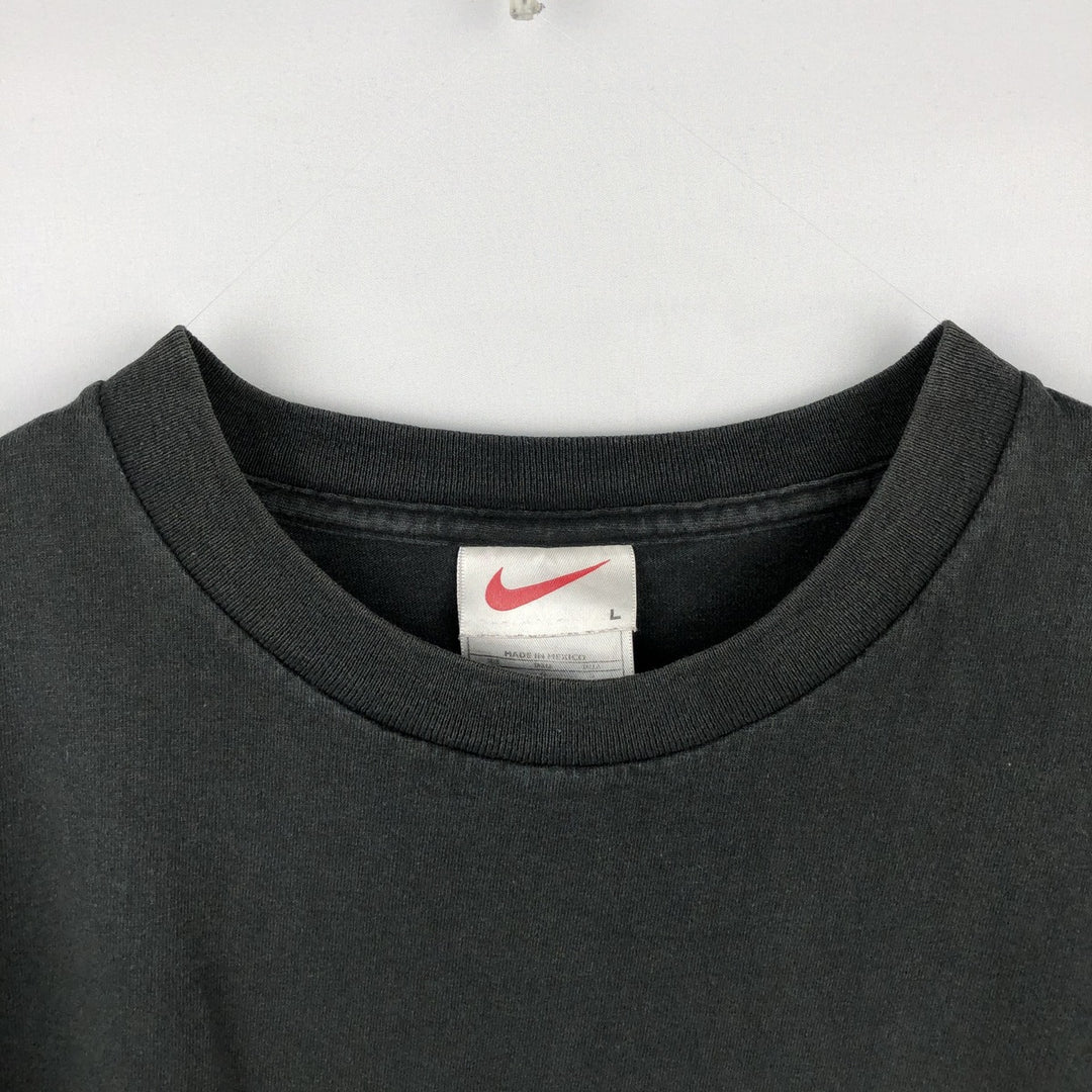 90'S - Vintage Nike logo print T-shirt, men's size L cotton Charcoal Vintage Second Hand