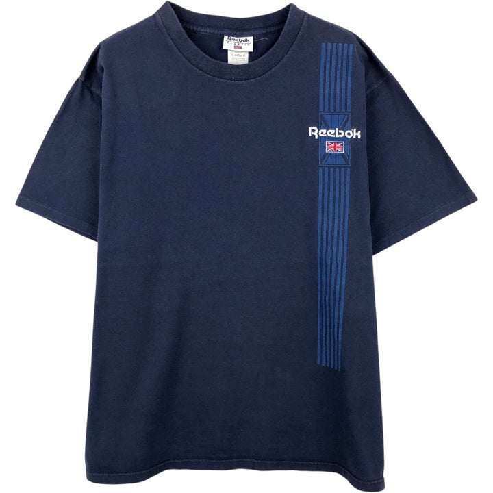 Reebok CLASSIC Logo T-Shirt, Made in USA, Men's Size L (approx.) cotton navy blue type Vintage Second Hand