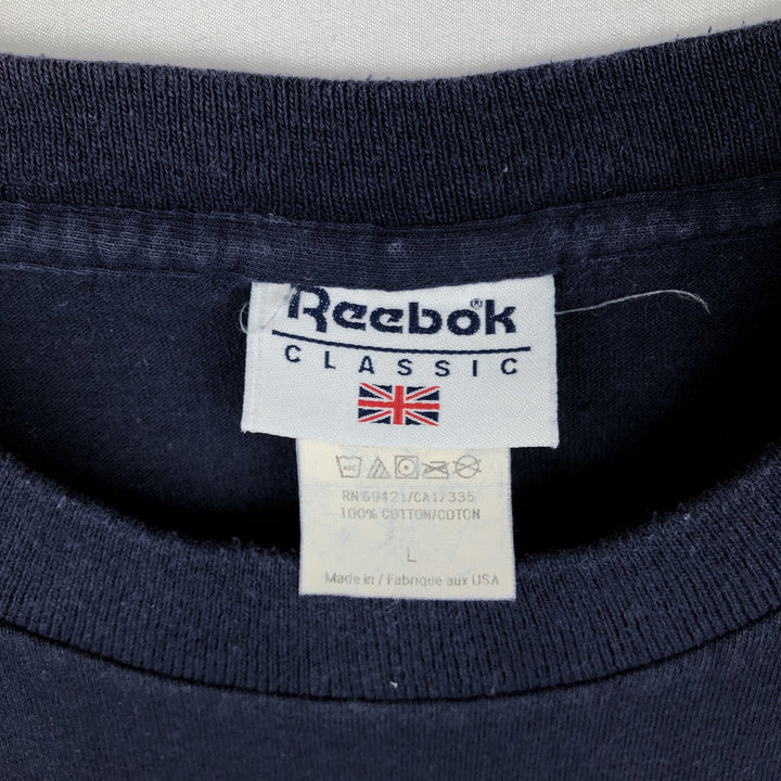 Reebok CLASSIC Logo T-Shirt, Made in USA, Men's Size L (approx.) cotton navy blue type Vintage Second Hand