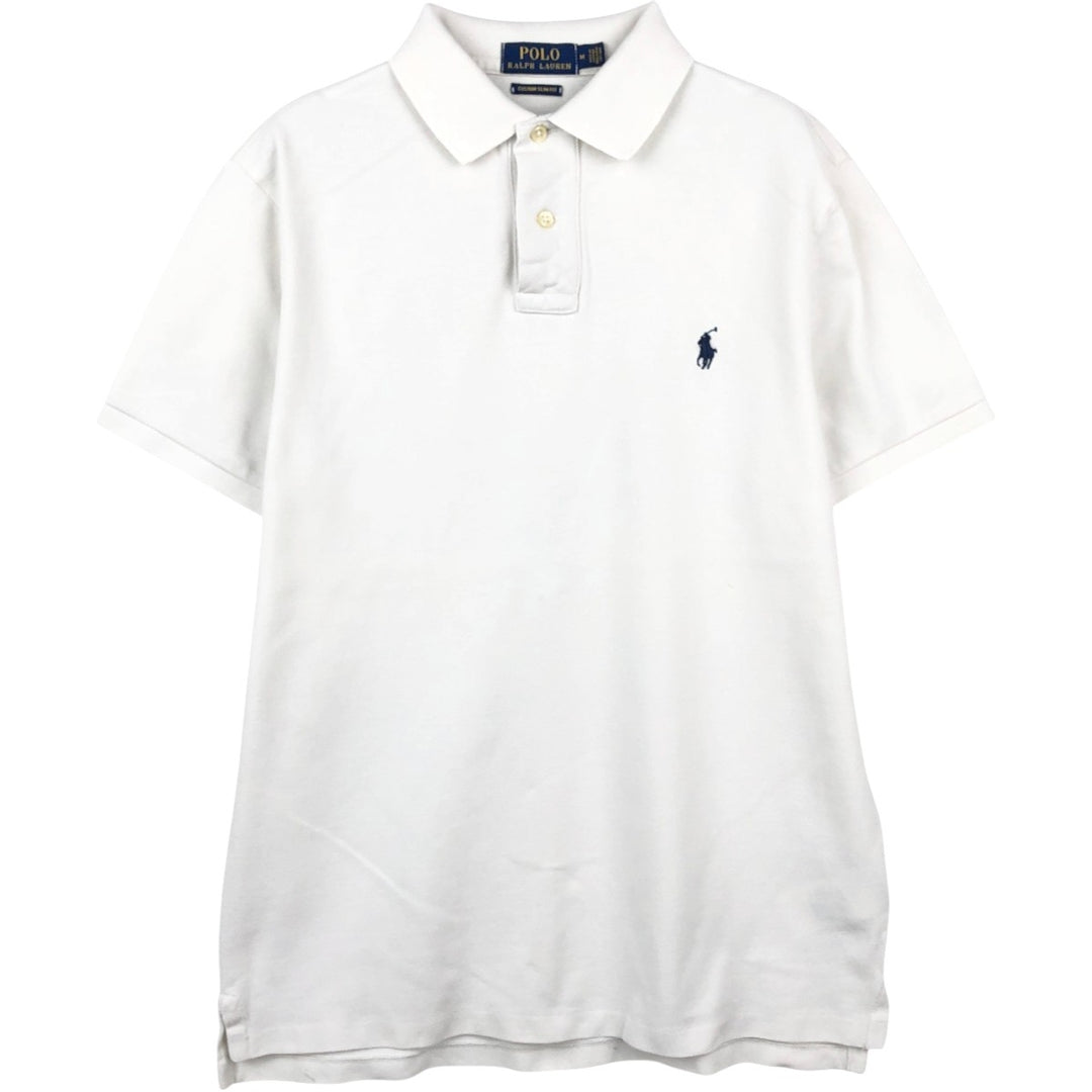 Ralph Lauren POLO RALPH LAUREN CUSTOM SLIM FIT short sleeve polo shirt men's size M cotton white type Vintage Second Hand