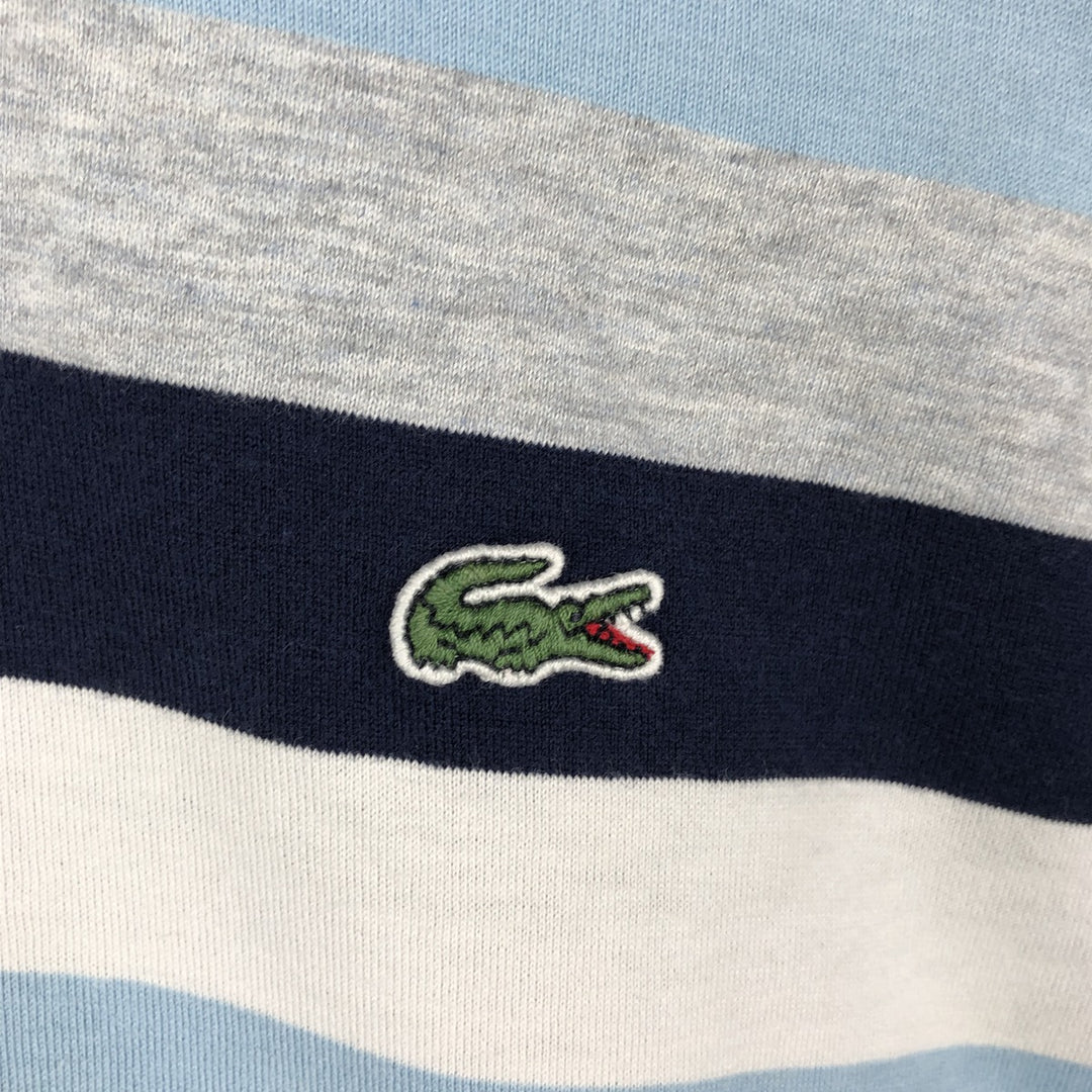 Lacoste (LACOSTE) French design multi-stripe short-sleeved polo shirt, size 6 (equivalent to men's XL) cotton navy blue type Vintage Second Hand