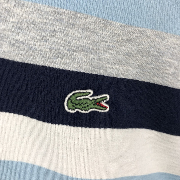 Lacoste (LACOSTE) French design multi-stripe short-sleeved polo shirt, size 6 (equivalent to men's XL) cotton navy blue type Vintage Second Hand