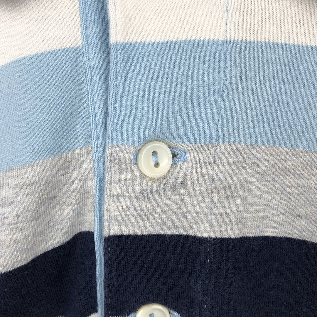 Lacoste (LACOSTE) French design multi-stripe short-sleeved polo shirt, size 6 (equivalent to men's XL) cotton navy blue type Vintage Second Hand
