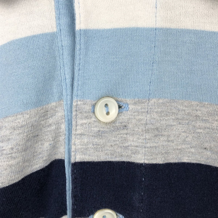 Lacoste (LACOSTE) French design multi-stripe short-sleeved polo shirt, size 6 (equivalent to men's XL) cotton navy blue type Vintage Second Hand