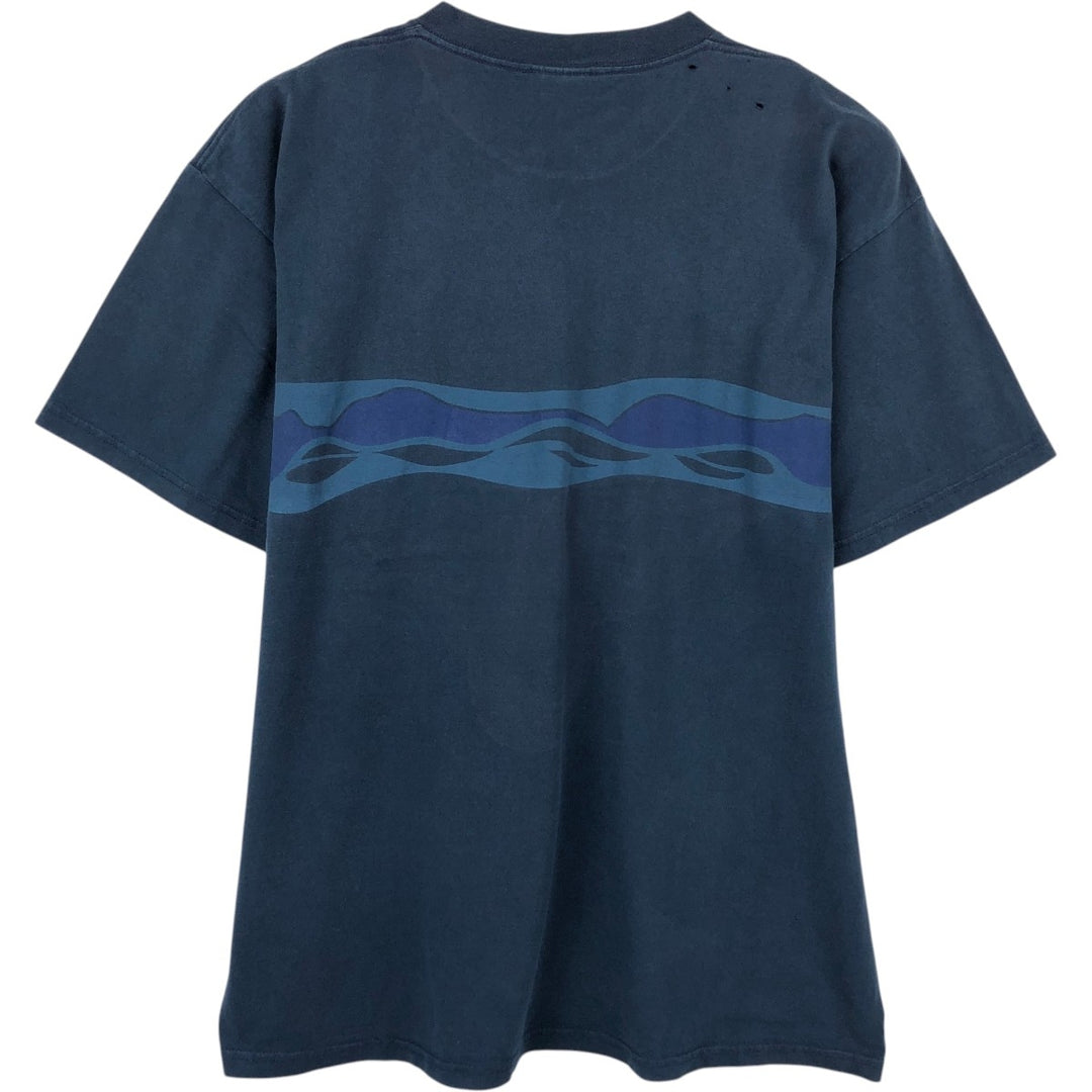 Vintage 90'S Nike print T-shirt, size L, men's cotton navy blue type Vintage Second Hand