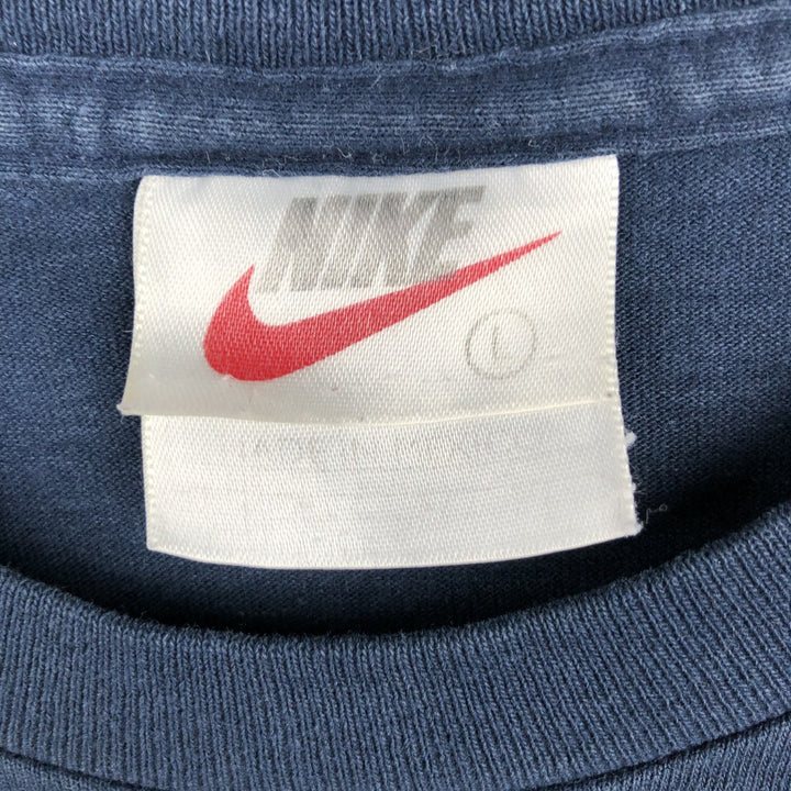 Vintage 90'S Nike print T-shirt, size L, men's cotton navy blue type Vintage Second Hand