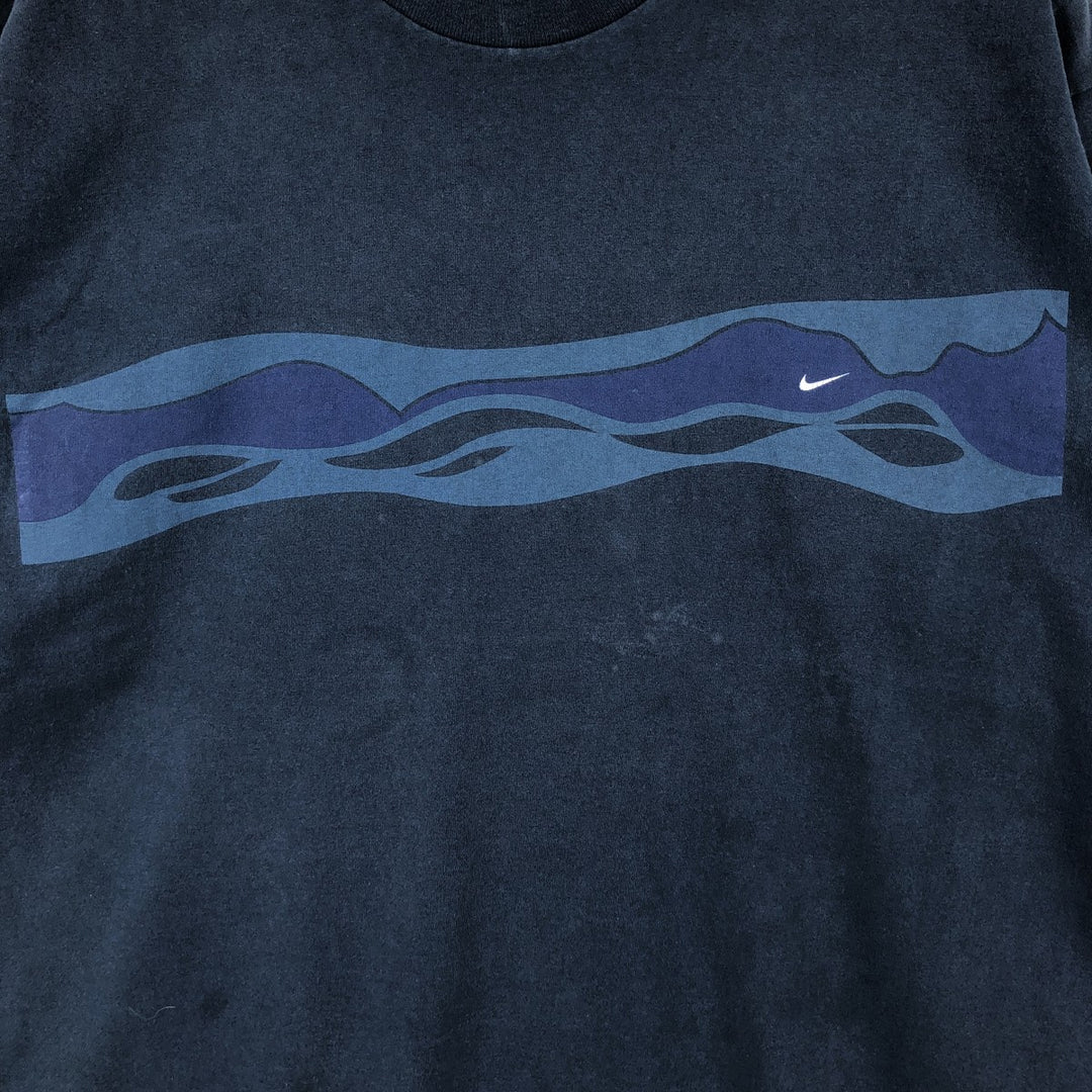 Vintage 90'S Nike print T-shirt, size L, men's cotton navy blue type Vintage Second Hand