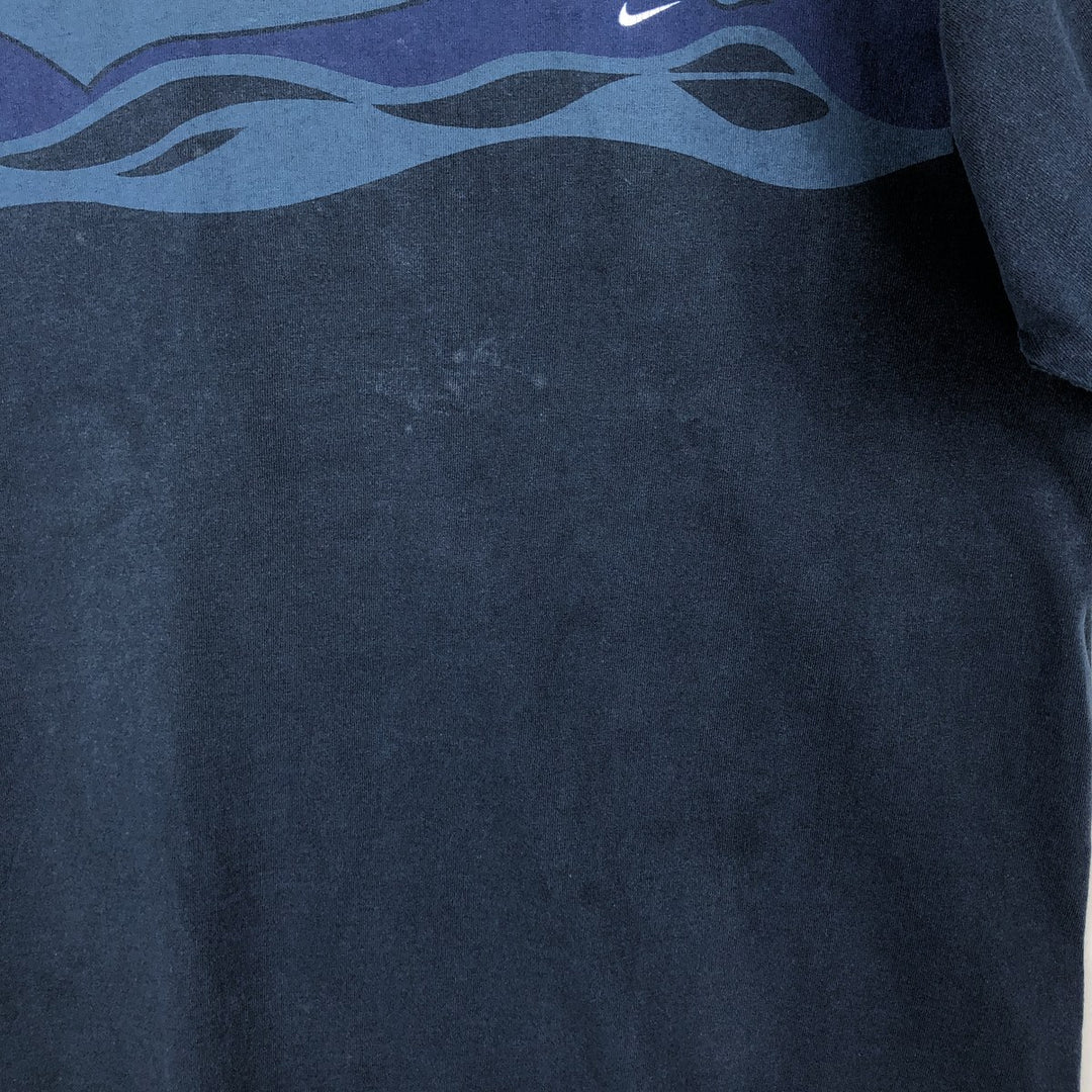 Vintage 90'S Nike print T-shirt, size L, men's cotton navy blue type Vintage Second Hand