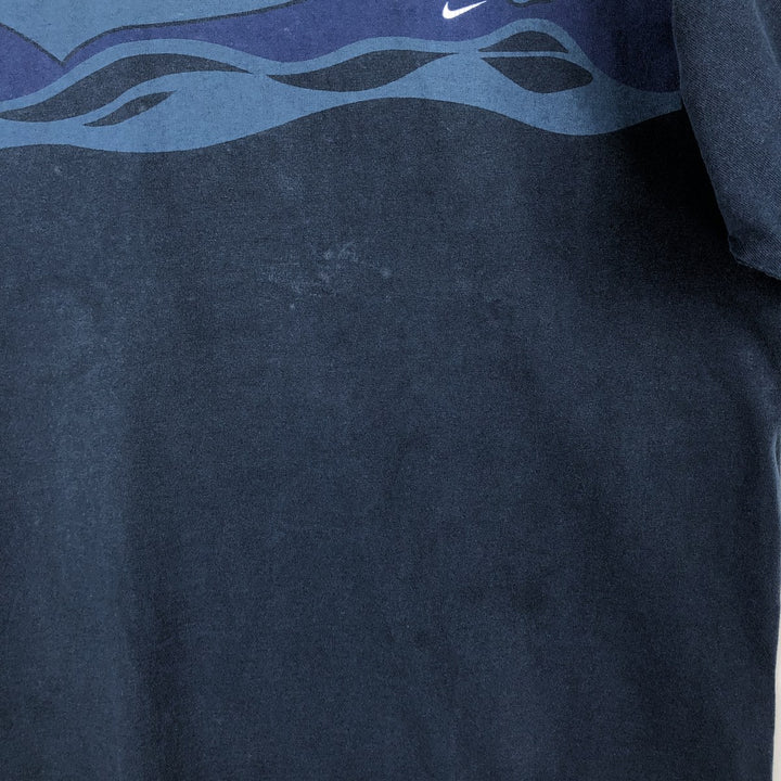 Vintage 90'S Nike print T-shirt, size L, men's cotton navy blue type Vintage Second Hand