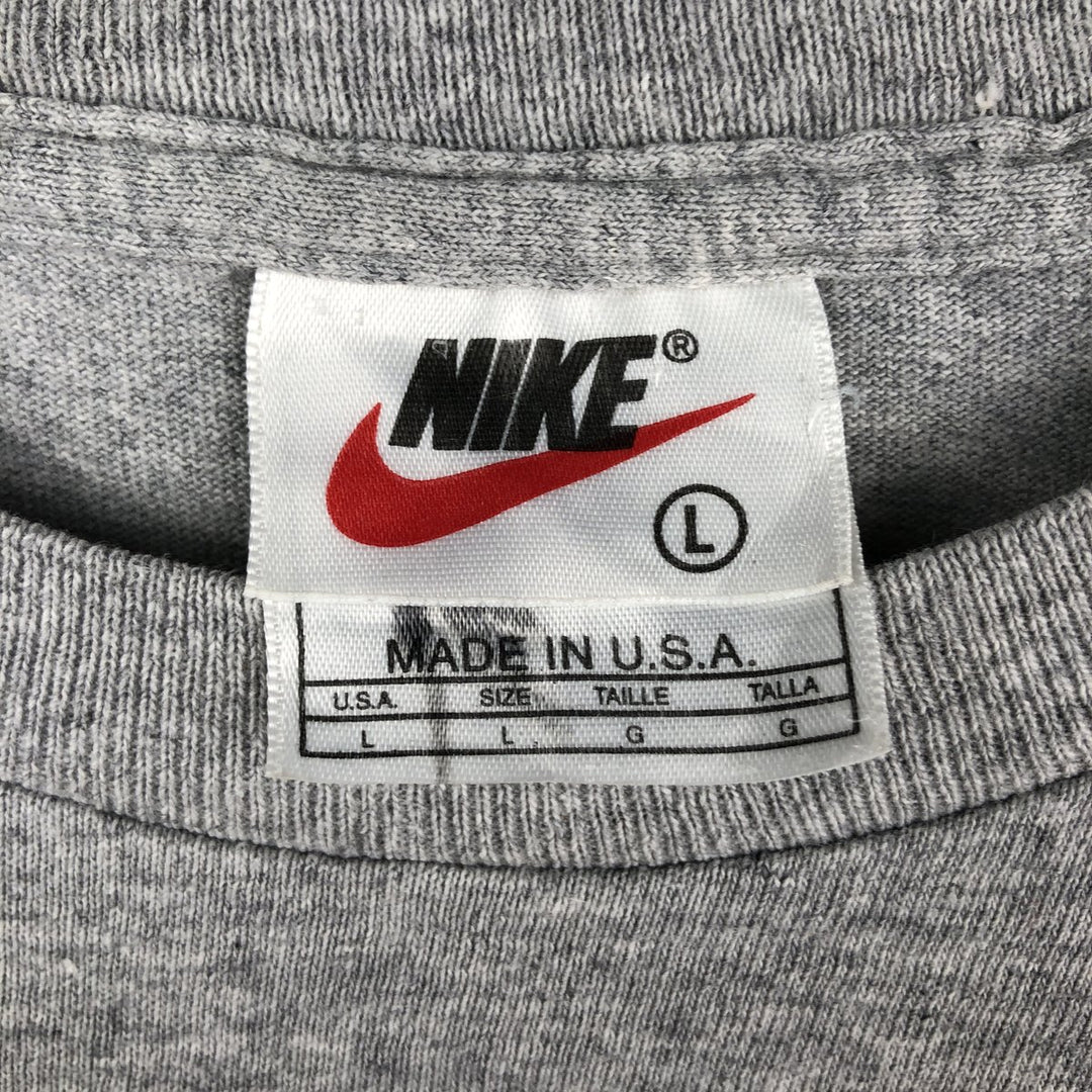90'S Nike Logo Print T-Shirt, Made in USA, Men's Size L (approx.), Vintage cotton gray type Vintage Second Hand
