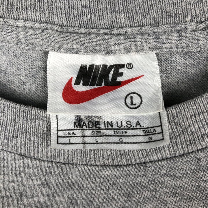 90'S Nike Logo Print T-Shirt, Made in USA, Men's Size L (approx.), Vintage cotton gray type Vintage Second Hand