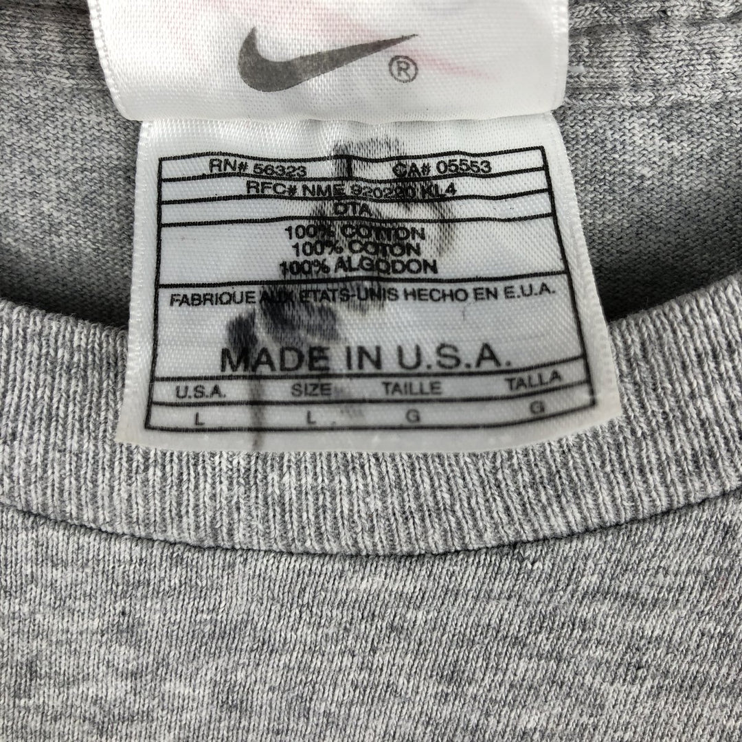 90'S Nike Logo Print T-Shirt, Made in USA, Men's Size L (approx.), Vintage cotton gray type Vintage Second Hand