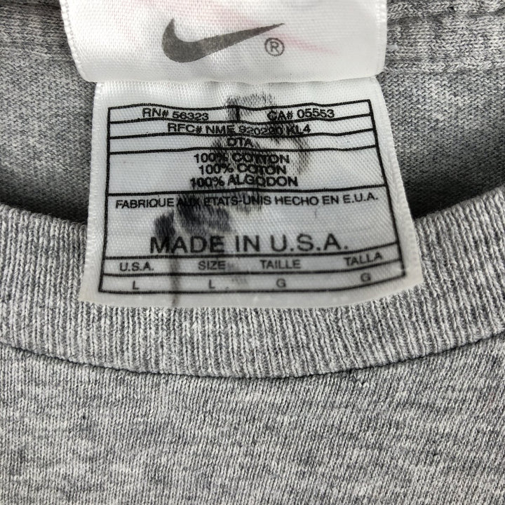 90'S Nike Logo Print T-Shirt, Made in USA, Men's Size L (approx.), Vintage cotton gray type Vintage Second Hand