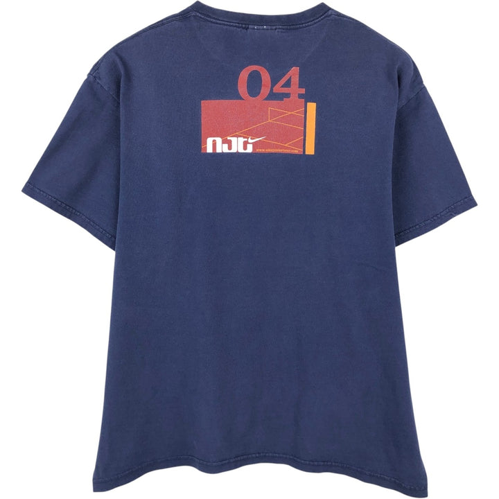 90s-00'S Nike logo print T-shirt, made in USA, men's size L (approx.) cotton navy blue type Vintage Second Hand