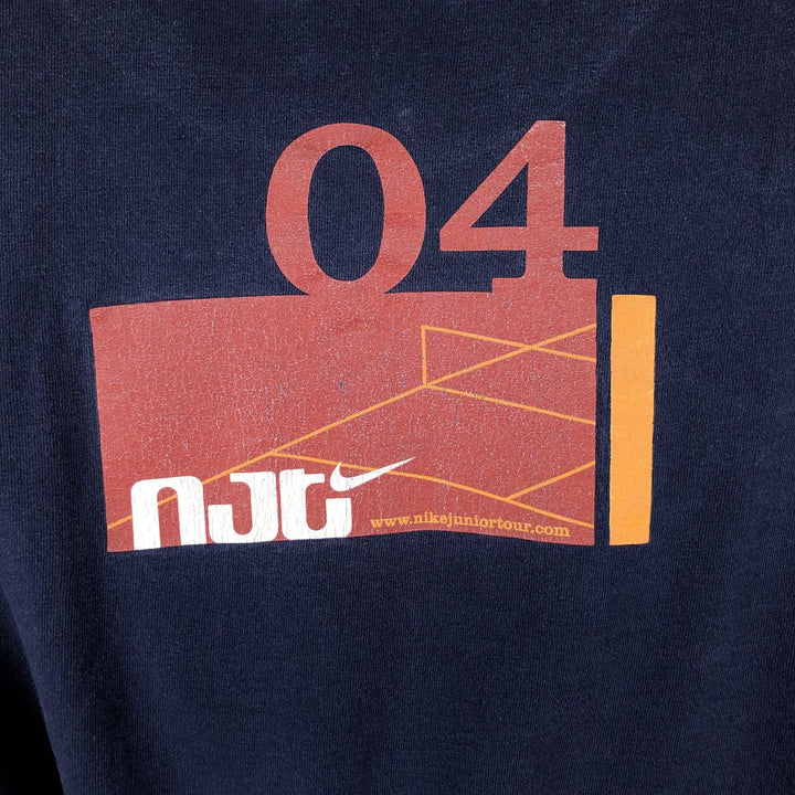 90s-00'S Nike logo print T-shirt, made in USA, men's size L (approx.) cotton navy blue type Vintage Second Hand