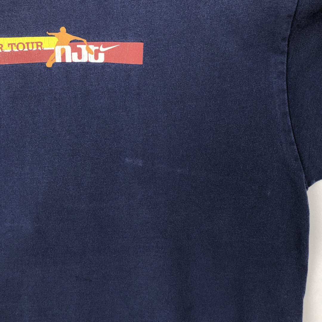 90s-00'S Nike logo print T-shirt, made in USA, men's size L (approx.) cotton navy blue type Vintage Second Hand
