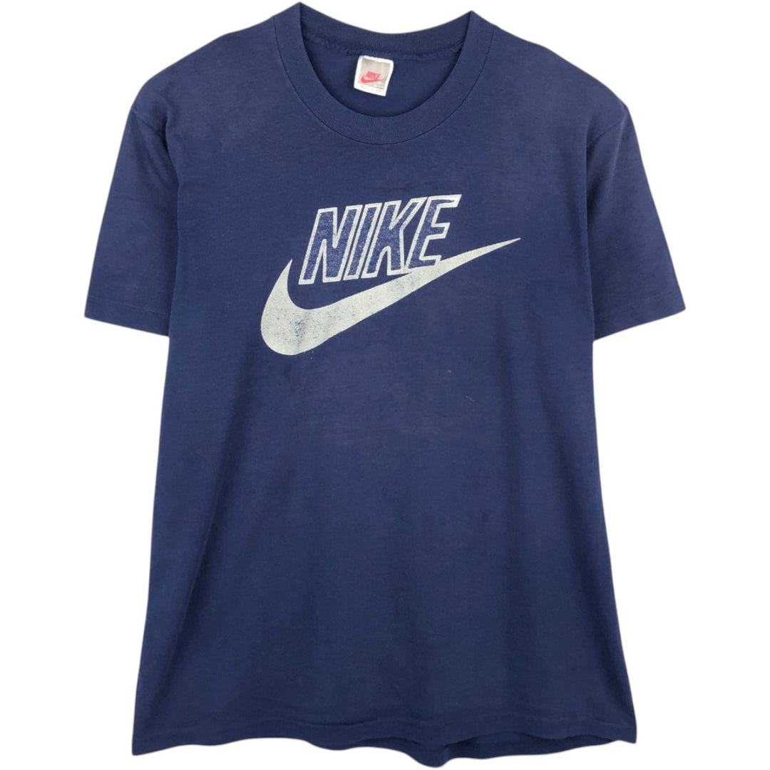 90'S Nike Silver Tag Big Logo Logo Print T-Shirt, Made in USA, Men's XL Equivalent, Vintage polyester navy blue type Vintage Second Hand