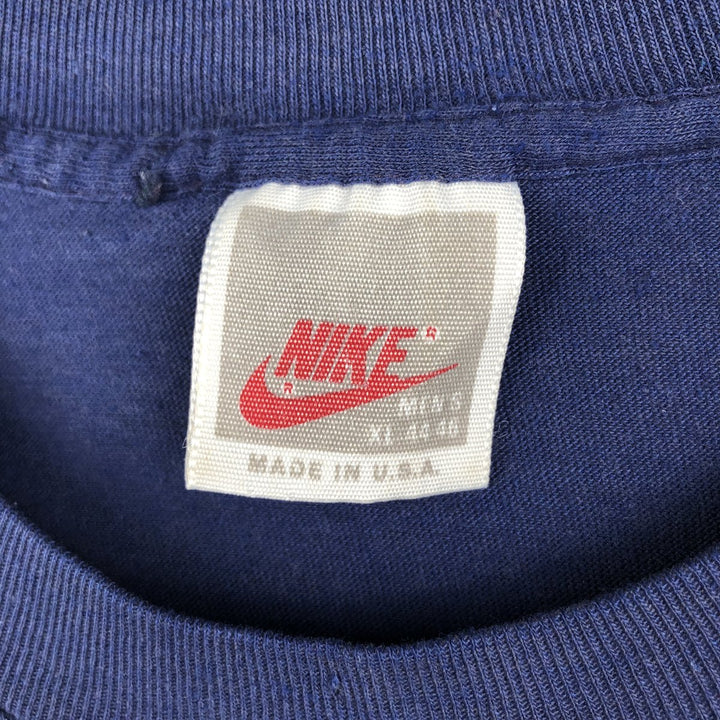 90'S Nike Silver Tag Big Logo Logo Print T-Shirt, Made in USA, Men's XL Equivalent, Vintage polyester navy blue type Vintage Second Hand