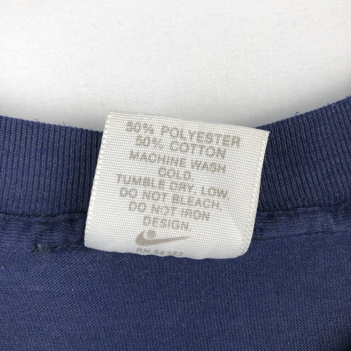 90'S Nike Silver Tag Big Logo Logo Print T-Shirt, Made in USA, Men's XL Equivalent, Vintage polyester navy blue type Vintage Second Hand