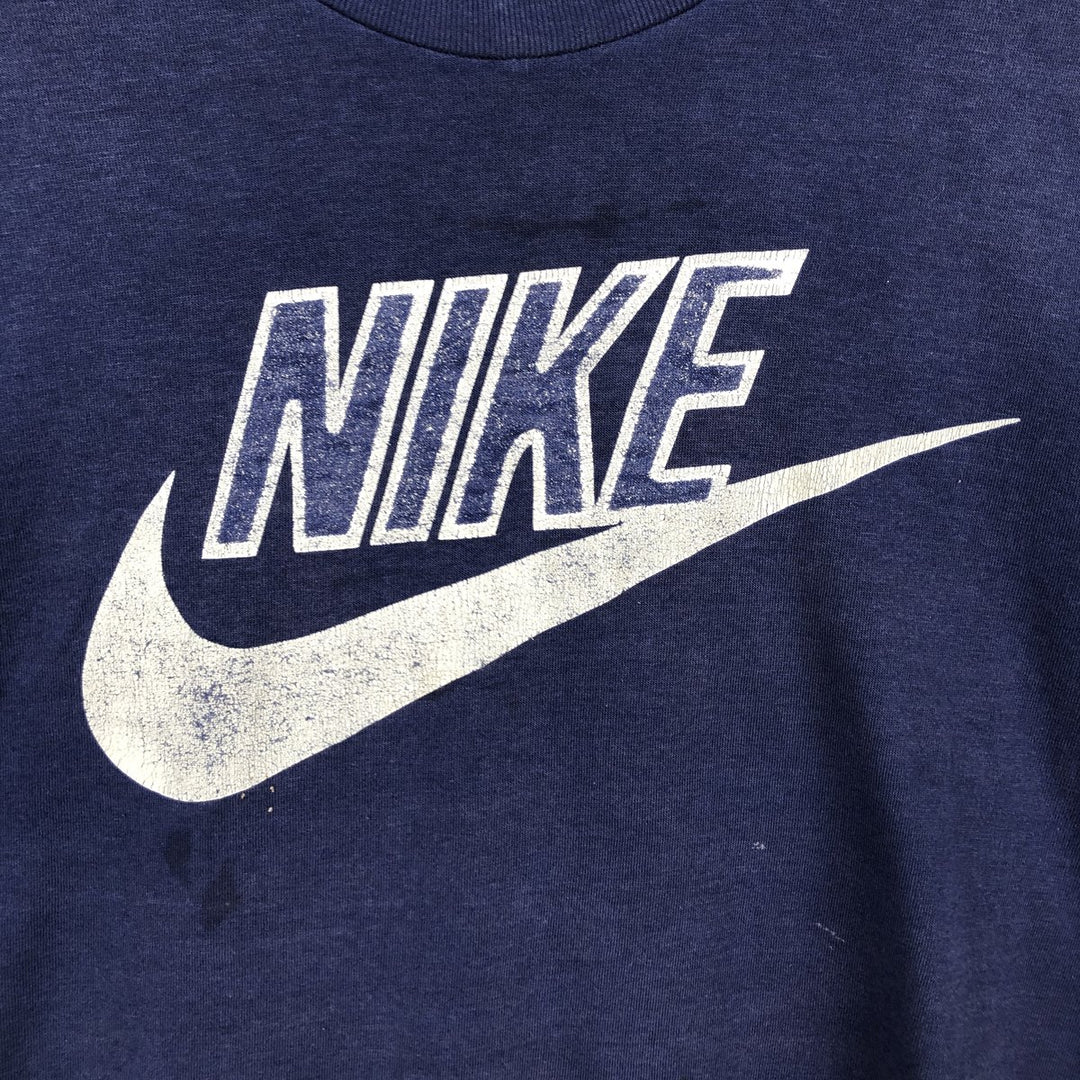 90'S Nike Silver Tag Big Logo Logo Print T-Shirt, Made in USA, Men's XL Equivalent, Vintage polyester navy blue type Vintage Second Hand