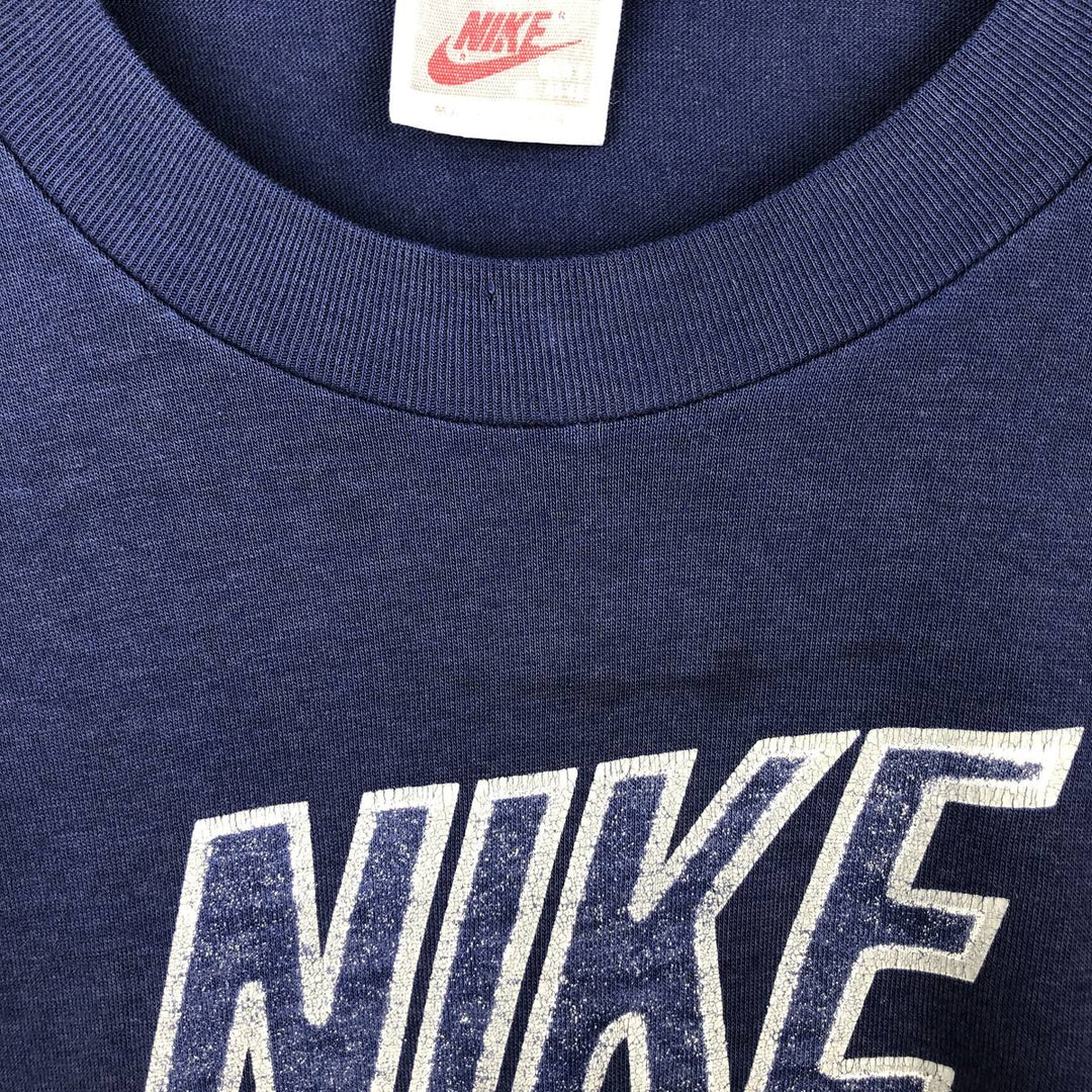90'S Nike Silver Tag Big Logo Logo Print T-Shirt, Made in USA, Men's XL Equivalent, Vintage polyester navy blue type Vintage Second Hand