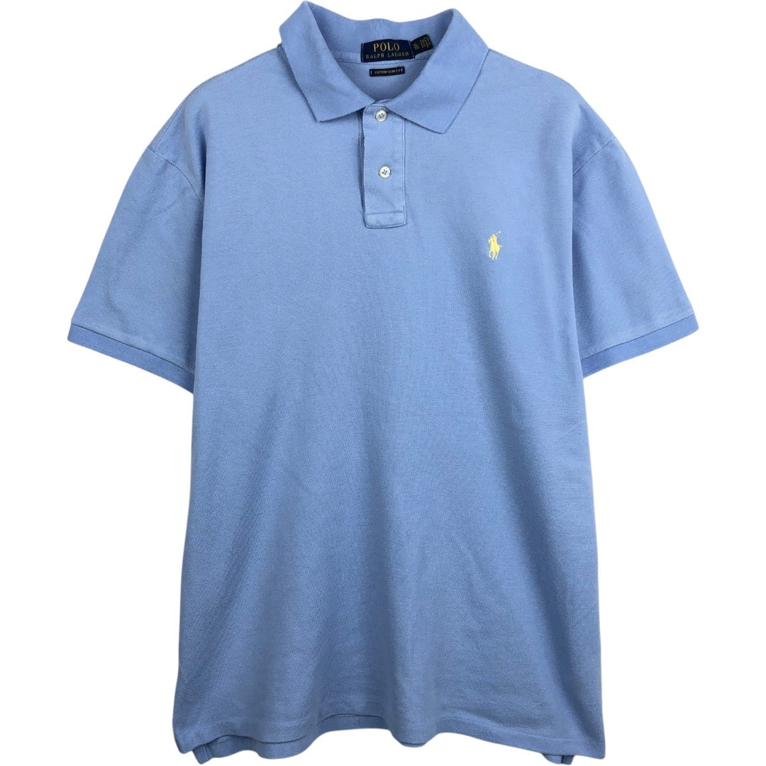 Ralph Lauren POLO RALPH LAUREN CUSTOM SLIM FIT short sleeve polo shirt men's XL equivalent cotton Blue type light blue Vintage Second Hand