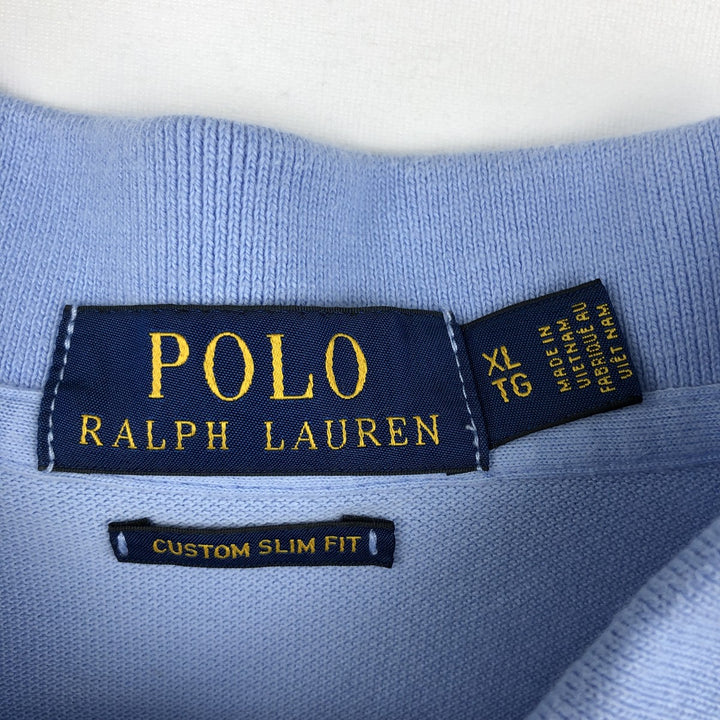 Ralph Lauren POLO RALPH LAUREN CUSTOM SLIM FIT short sleeve polo shirt men's XL equivalent cotton Blue type light blue Vintage Second Hand