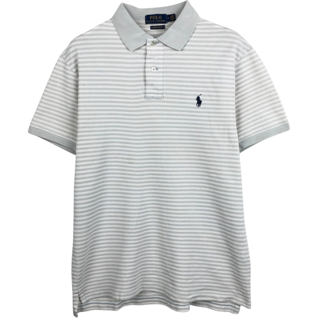 Ralph Lauren POLO RALPH LAUREN CUSTOM SLIM FIT short sleeve striped polo shirt men's size M cotton white type Vintage Second Hand