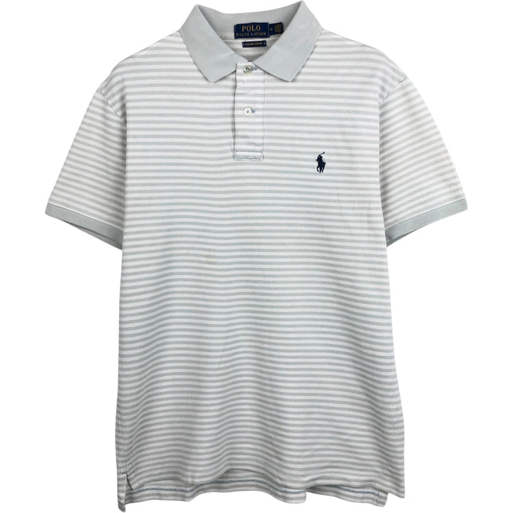 Ralph Lauren POLO RALPH LAUREN CUSTOM SLIM FIT short sleeve striped polo shirt men's size M cotton white type Vintage Second Hand