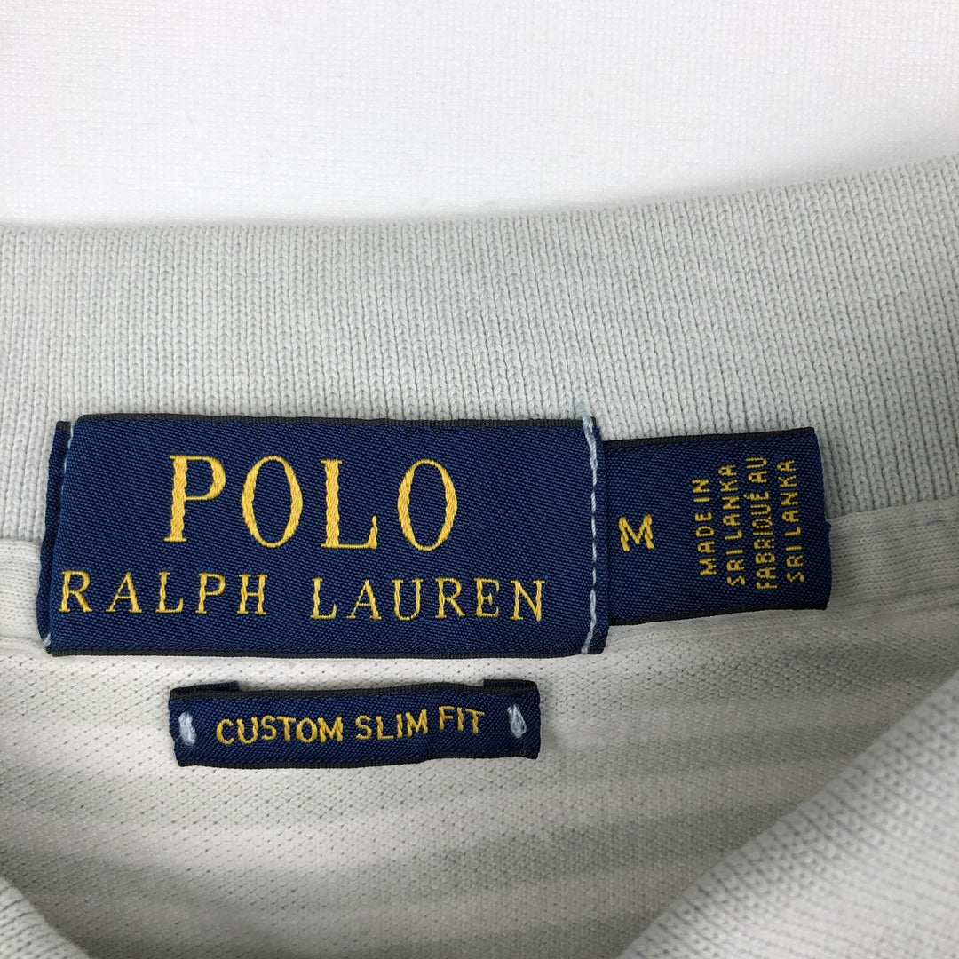 Ralph Lauren POLO RALPH LAUREN CUSTOM SLIM FIT short sleeve striped polo shirt men's size M cotton white type Vintage Second Hand