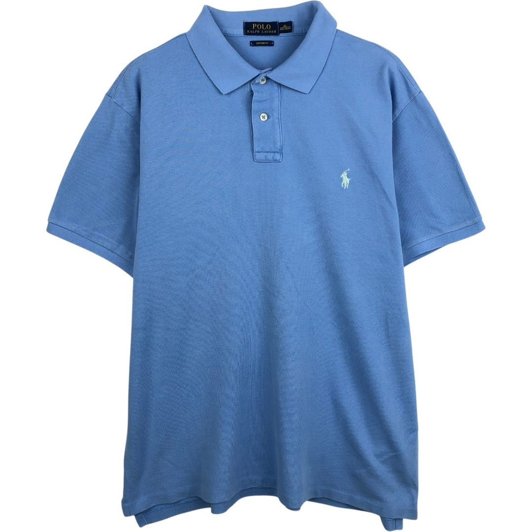 Ralph Lauren POLO RALPH LAUREN CUSTOM FIT short sleeve polo shirt men's XL equivalent cotton Blue type light blue Vintage Second Hand