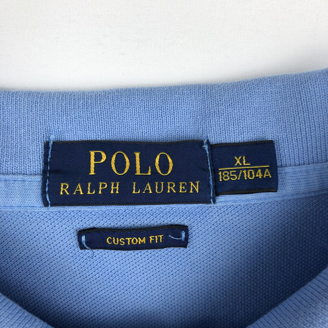 Ralph Lauren POLO RALPH LAUREN CUSTOM FIT short sleeve polo shirt men's XL equivalent cotton Blue type light blue Vintage Second Hand