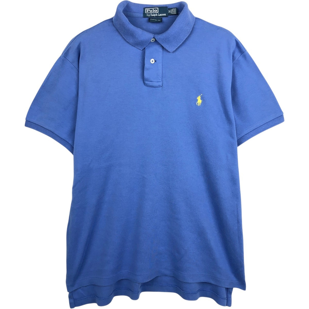 Ralph Lauren POLO by Ralph Lauren CUSTOM FIT short sleeve polo shirt, men's M size cotton blue type Vintage Second Hand