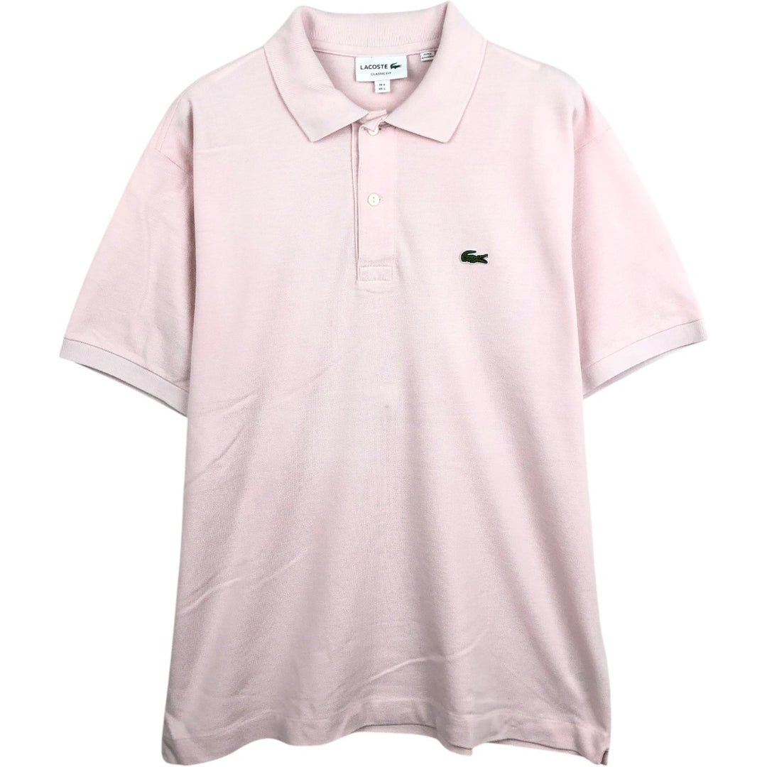 Lacoste Classic Fit short sleeve polo shirt, men's size L cotton pink type Vintage Second Hand