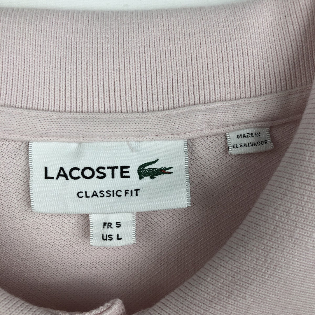 Lacoste Classic Fit short sleeve polo shirt, men's size L cotton pink type Vintage Second Hand