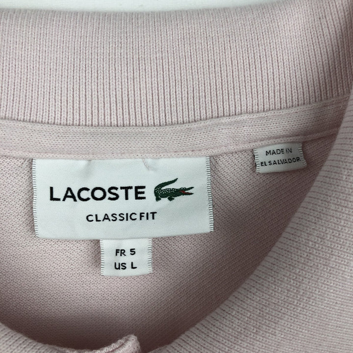 Lacoste Classic Fit short sleeve polo shirt, men's size L cotton pink type Vintage Second Hand