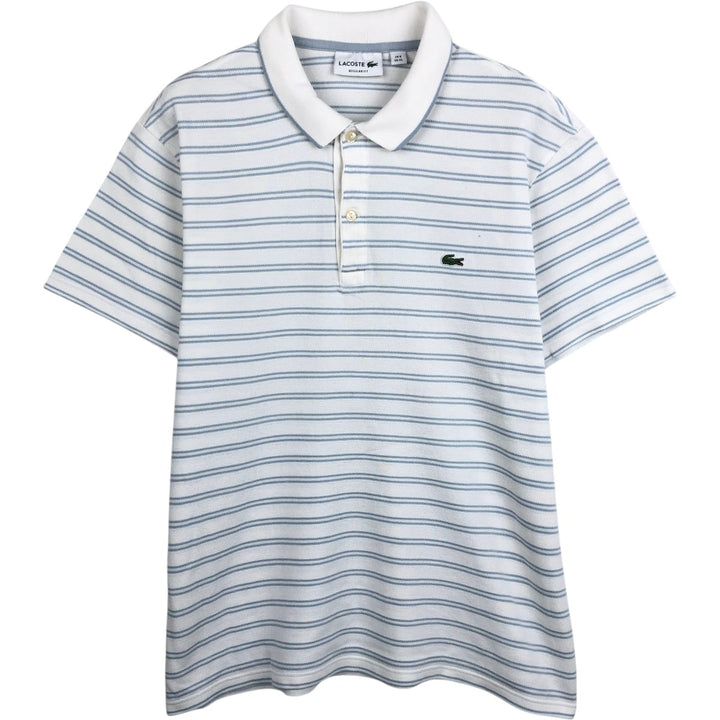 Lacoste Regular Fit Multi-Stripe Short-Sleeve Polo Shirt, Men's Size XL (approx.) cotton white type Vintage Second Hand