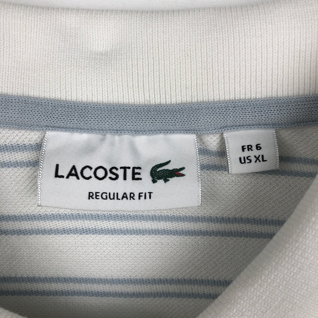 Lacoste Regular Fit Multi-Stripe Short-Sleeve Polo Shirt, Men's Size XL (approx.) cotton white type Vintage Second Hand