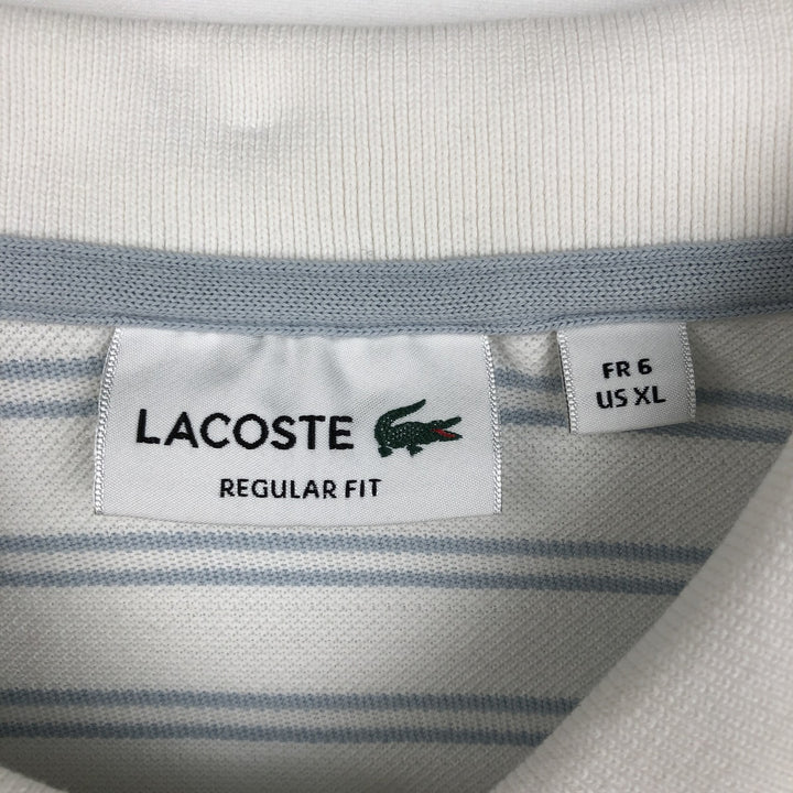 Lacoste Regular Fit Multi-Stripe Short-Sleeve Polo Shirt, Men's Size XL (approx.) cotton white type Vintage Second Hand