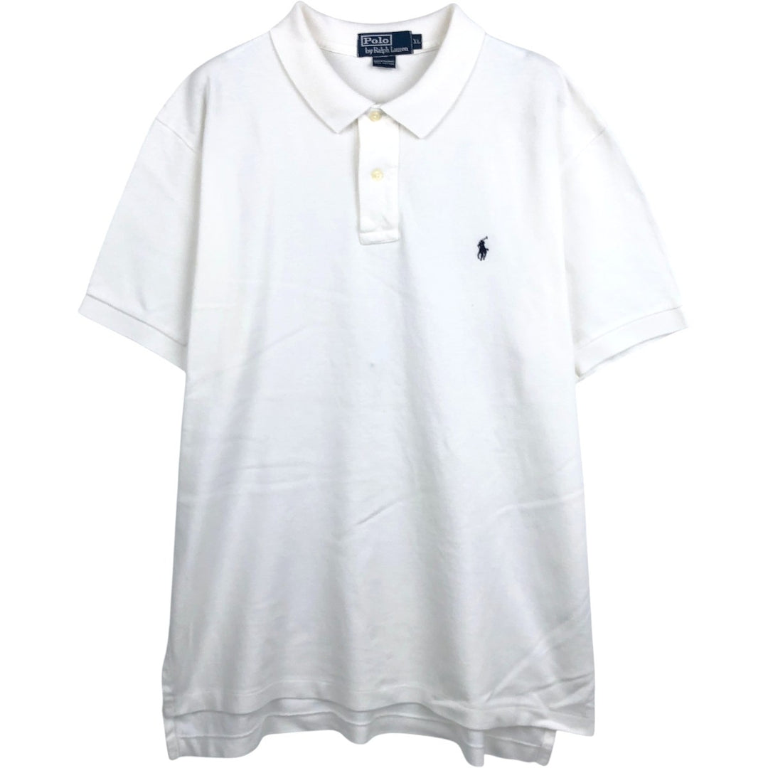 Ralph Lauren POLO by Ralph Lauren short sleeve polo shirt, men's XL size cotton white type Vintage Second Hand