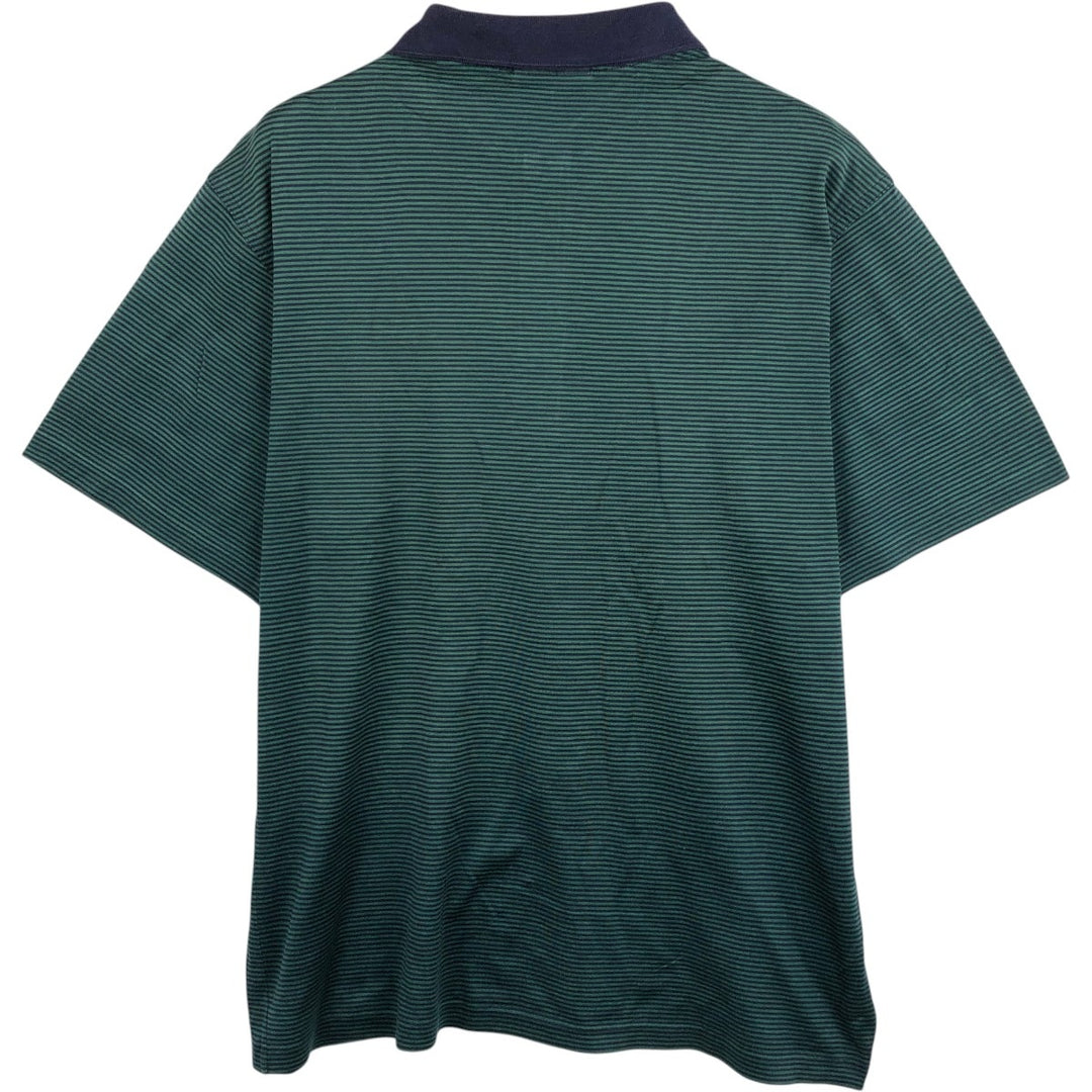 1970'S Lacoste CHEMISE French Lacoste Short-Sleeve Striped Polo Shirt, Size 5 (Men's L equivalent), Vintage cotton green type Vintage Second Hand
