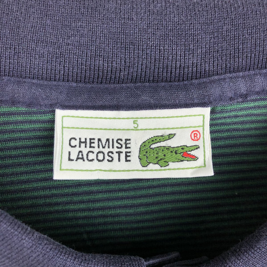 1970'S Lacoste CHEMISE French Lacoste Short-Sleeve Striped Polo Shirt, Size 5 (Men's L equivalent), Vintage cotton green type Vintage Second Hand