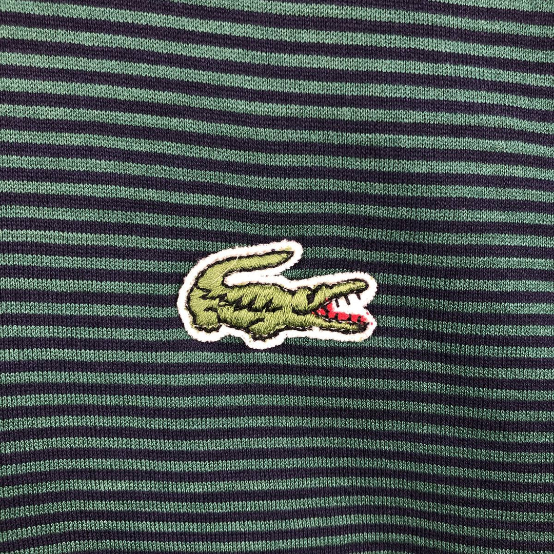 1970'S Lacoste CHEMISE French Lacoste Short-Sleeve Striped Polo Shirt, Size 5 (Men's L equivalent), Vintage cotton green type Vintage Second Hand
