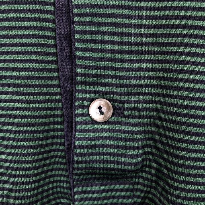 1970'S Lacoste CHEMISE French Lacoste Short-Sleeve Striped Polo Shirt, Size 5 (Men's L equivalent), Vintage cotton green type Vintage Second Hand