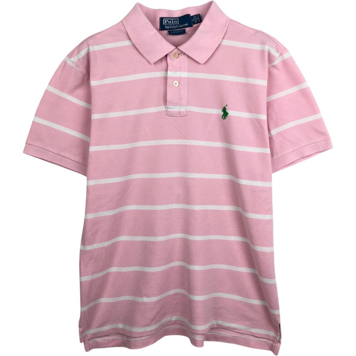 Ralph Lauren POLO by Ralph Lauren CUSTOM FIT short sleeve striped polo shirt men's size L cotton pink type Vintage Second Hand