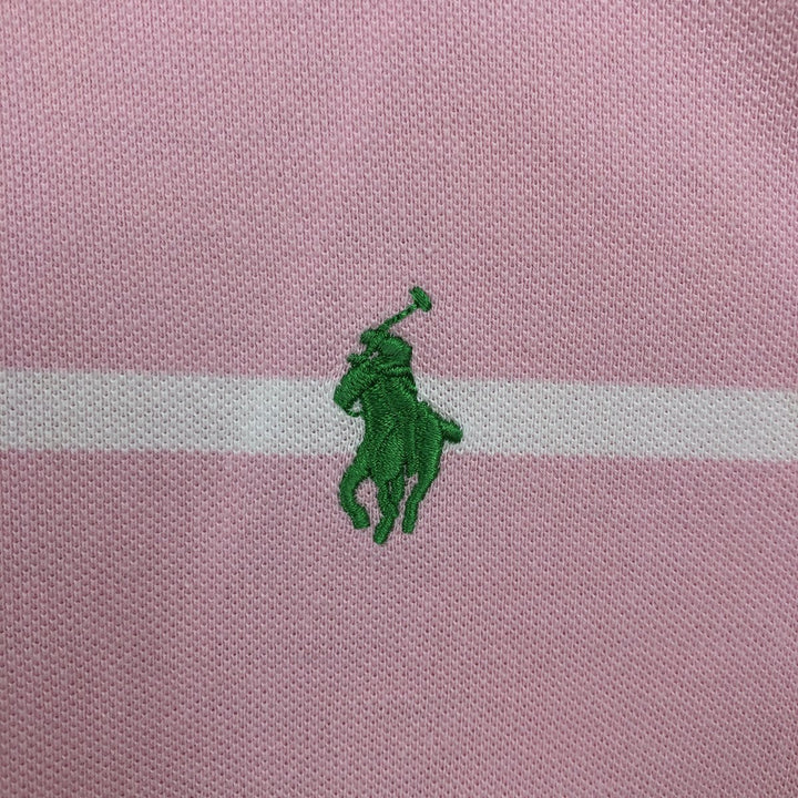 Ralph Lauren POLO by Ralph Lauren CUSTOM FIT short sleeve striped polo shirt men's size L cotton pink type Vintage Second Hand