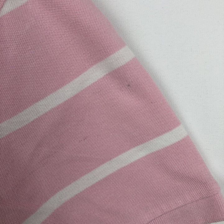 Ralph Lauren POLO by Ralph Lauren CUSTOM FIT short sleeve striped polo shirt men's size L cotton pink type Vintage Second Hand