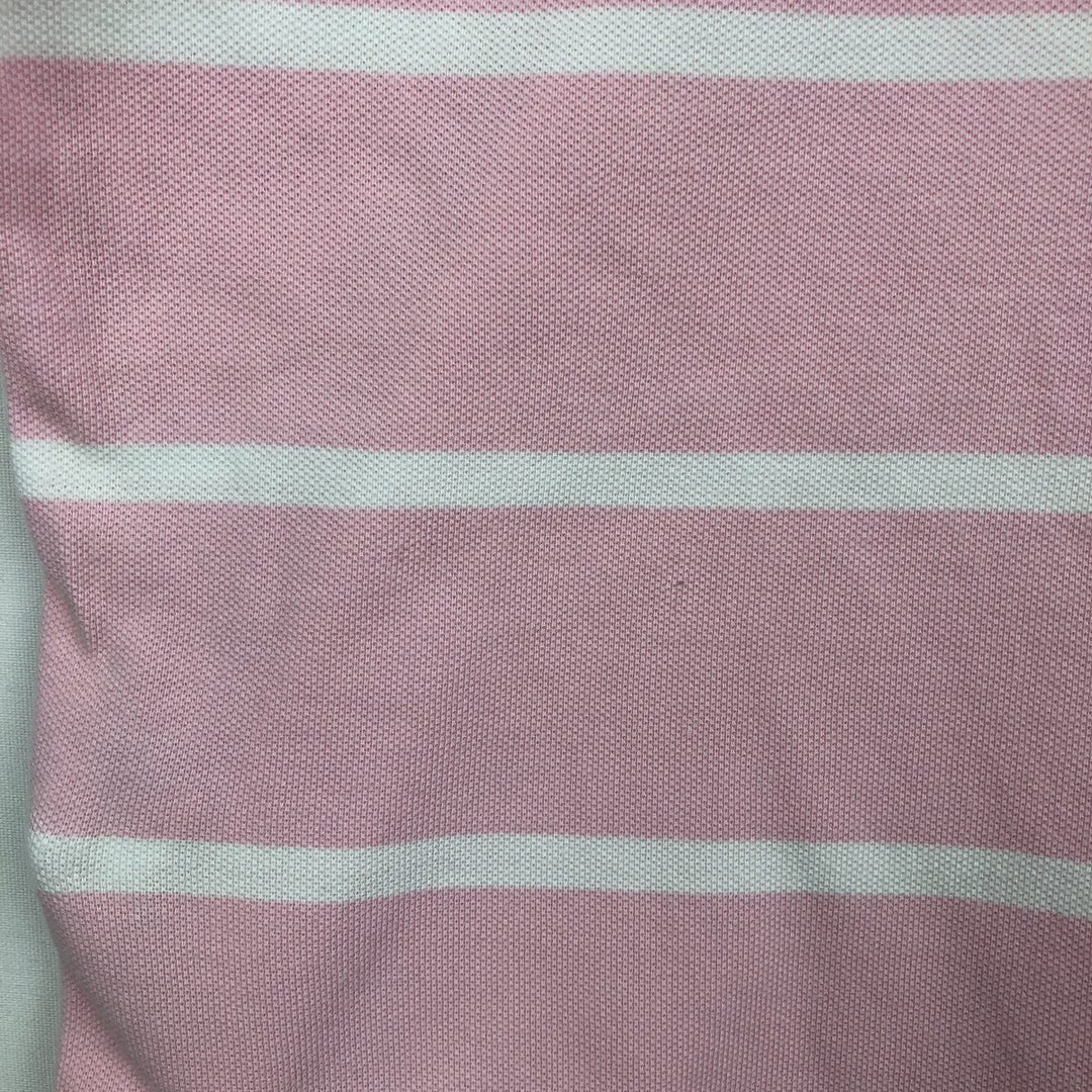 Ralph Lauren POLO by Ralph Lauren CUSTOM FIT short sleeve striped polo shirt men's size L cotton pink type Vintage Second Hand