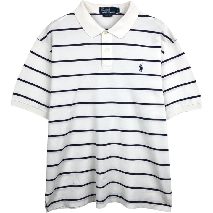 Ralph Lauren POLO by Ralph Lauren short sleeve striped polo shirt, men's size L Pima Cotton white type Vintage Second Hand