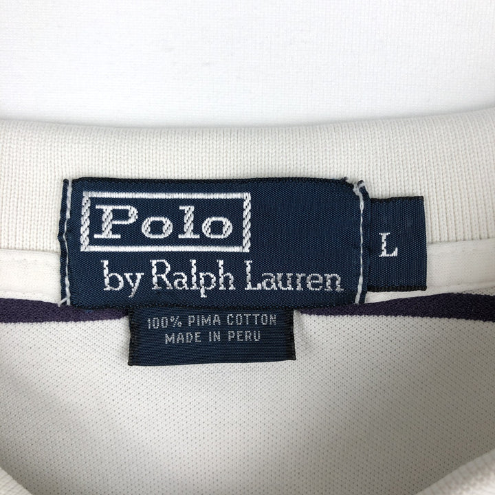 Ralph Lauren POLO by Ralph Lauren short sleeve striped polo shirt, men's size L Pima Cotton white type Vintage Second Hand